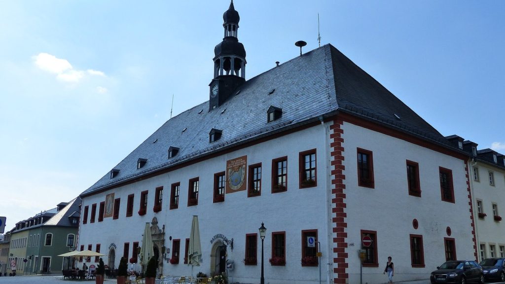 Rathaus am Markt in Marienberg im Erzgebirge